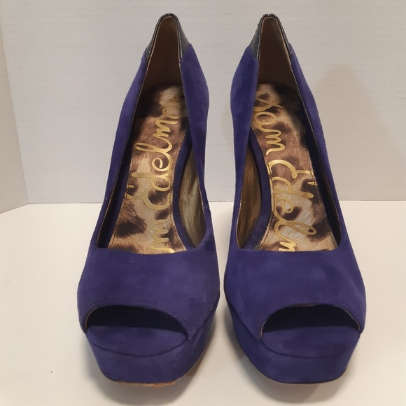Sam Edelman Purple Suede Funky Heels - Picture 6 of 8